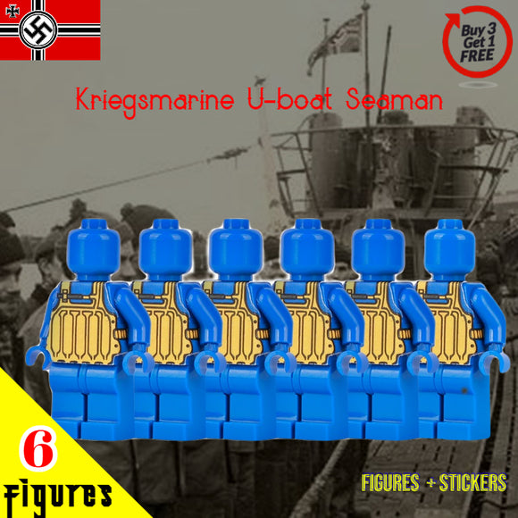 WW2 Nazi German Navy (Kriegsmarine) U-boat Seaman / Sailor / Crew - [6] FIGURES + STICKERS