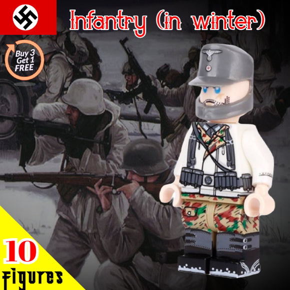 WW2 Nazi German - Soldier in Winter Uniform (camo pant &  M43 field cap) - [10] FIGURES