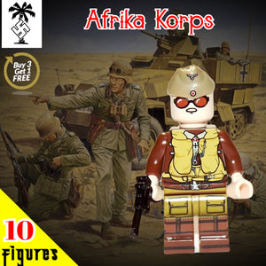 WW2 Nazi German - Afrika Korps Pilot - [10] FIGURES + Luger pistol