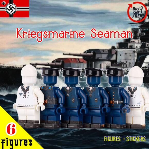 WW2 Nazi German Navy (Kriegsmarine) Seaman / Sailor / Crew - [6] FIGURES + STICKERS