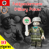 WW2 Nazi German Feldgendarmerie (Military Police) Soldier - [10] FIGURES + Halt Polizei Stop Sign Paddles -