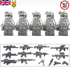 BRITISH SPECIAL AIR SERVICE (SAS) Soldier (Ghost) Winter Uniform - [5] FIGURES w/ weapons -