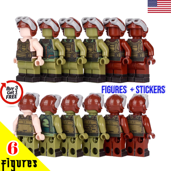 Vietnam War US Army Air Force (USAF) Fighter & Bomber Pilots in Vest - [6] figures + stickers