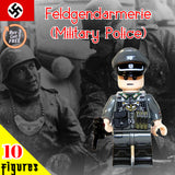 WW2 Nazi German Feldgendarmerie (Military Police) Lieutenant Soldier - [10] FIGURES + Luger pistols