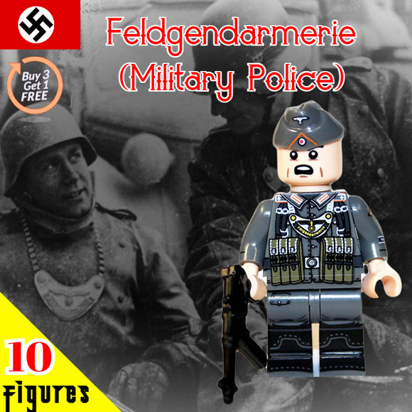 WW2 Nazi German Feldgendarmerie (Military Police) Soldier - [10] FIGURES + MP40