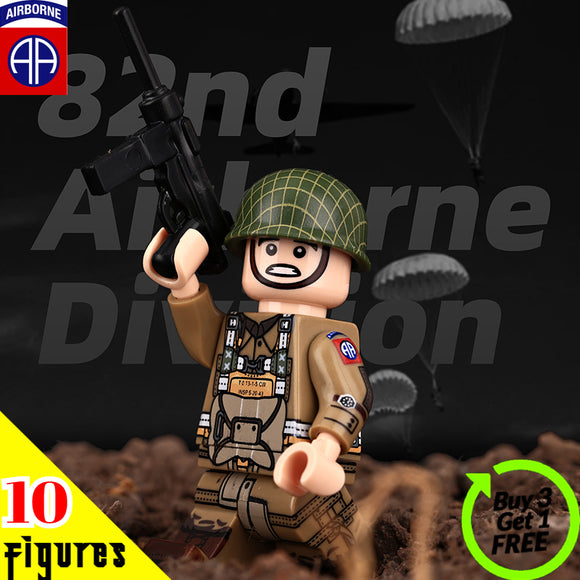 WW2 US Army - 82nd Airborne Division soldier - [10] figures w/ M3 SMG