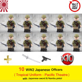 WW2 Japanese Captain Soldiers in Pacific Theatre - [10] FIGURES + Nambu pistols + Guntō -