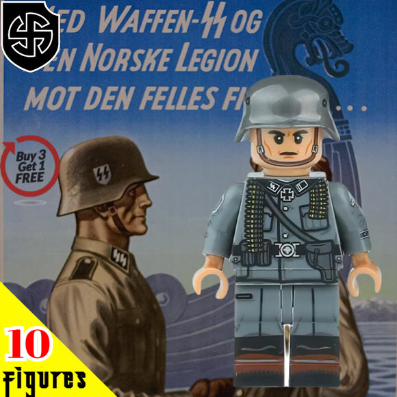 WW2 Nazi German - 5th SS Panzer Division Wiking Machine Gunner - [10] FIGURES