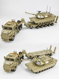 US M1070 HETS Heavy Equipment Transport Semi-Trailer + M1A1 Tank [MOC construction brick toy]
