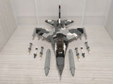 F-16 Fighting Falcon Fighter - Ukrainian Ghost of Kyiv w/ Stand + UV stickers [MOC construction brick toy]