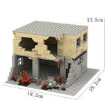 Ruin battle scene - Yellow and Grey House [MOC construction brick toy]