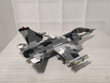 F-16 Fighting Falcon Fighter - Ukrainian Ghost of Kyiv w/ Stand + UV stickers [MOC construction brick toy]