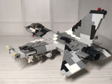 F-16 Fighting Falcon Fighter - Ukrainian Ghost of Kyiv w/ Stand + UV stickers [MOC construction brick toy]