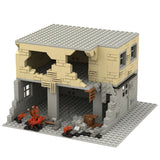 Ruin battle scene - Yellow and Grey House [MOC construction brick toy]