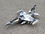 F-16 Fighting Falcon Fighter - Ukrainian Ghost of Kyiv w/ Stand + UV stickers [MOC construction brick toy]