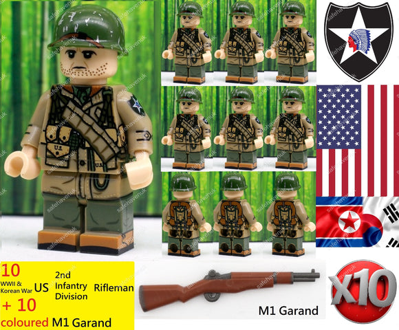 WW2 - Korean War US 2nd Infantry Division Rifleman soldier figures w/ M1 Garand -