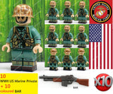 WW2 US Marine Private soldier figures w/ BAR -