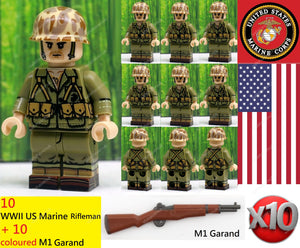 WW2 US Marine - Rifleman soldier - [10] figures w/ M1 Garand -