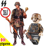WW2 Nazi German Army -  Waffen SS Autumn Camo soldier - [10] figures w/ G43