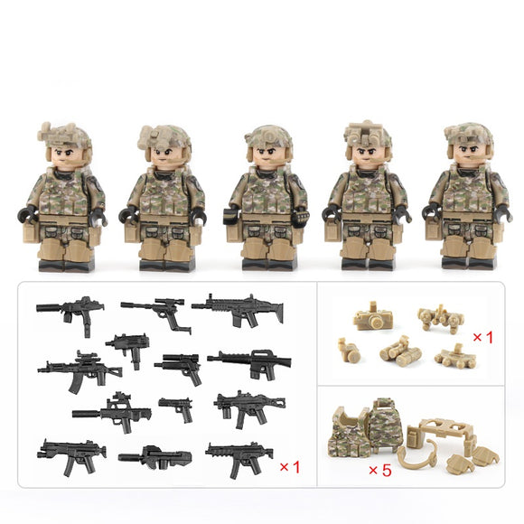 US Army - Delta Force (Desert) Soldier [5] figures  w/ weapons -