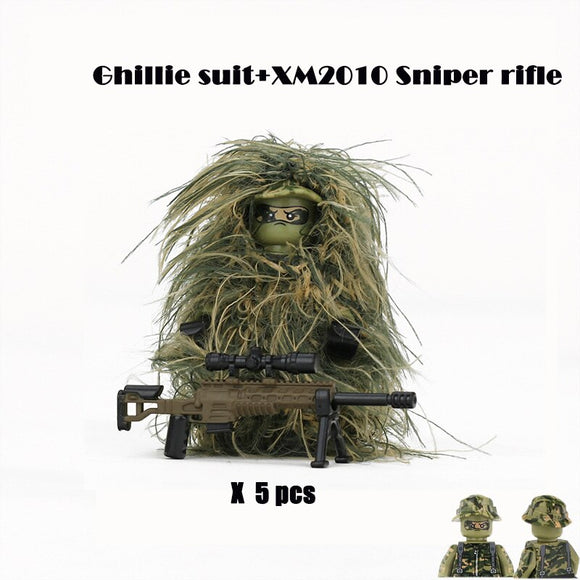 US Army - Ghillie Suit Sniper - [5] figures  w/ XM2010 sniper rifle