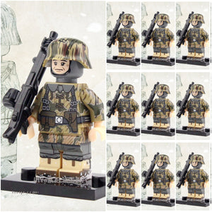 WW2 German Army -  Forest Camo soldier - [10] figures w/ MG42 -