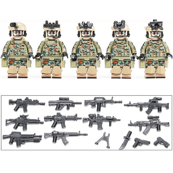 German Army - Kommando Spezialkräfte (KSK) Soldier (Black) [5] figures  w/ weapons -