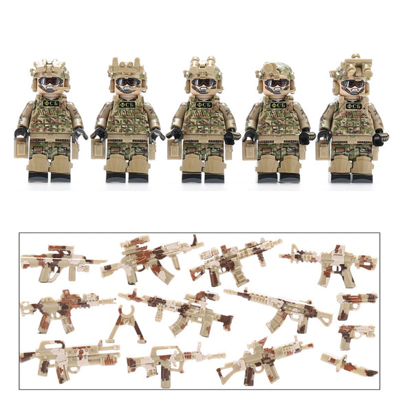 Russian KGB / FSB - Alpha Group (Alfa) Soldier (Beige) [5] figures  w/ weapons