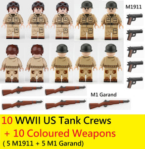 WW2 US Army Tank Crew soldier figures  w/ M1911 & M1 Garand -