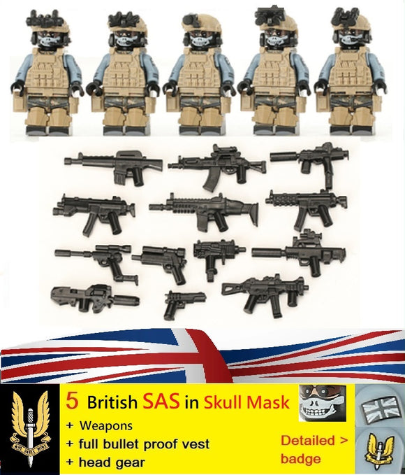 British Special Air Service (SAS) soldier [5] figures [Black Night vision]