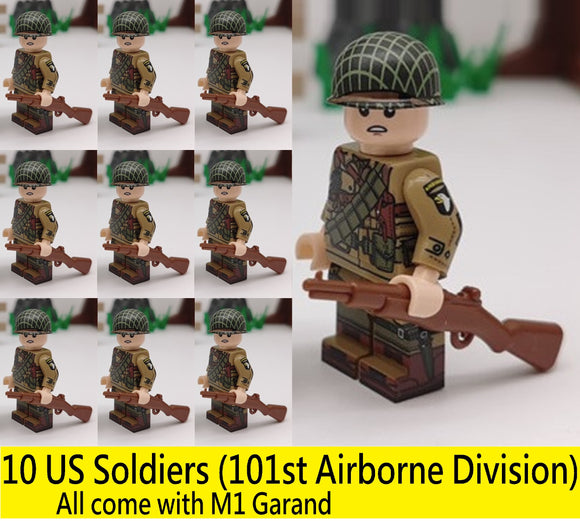 WW2 US Army - 101st Airborne Division soldier [10] figures w/ M1 Garand -